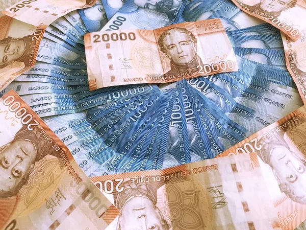 Pesos Chilenos Notas Bancárias — Fotografia de Stock