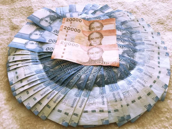 Pesos Chilenos Notas Bancárias — Fotografia de Stock