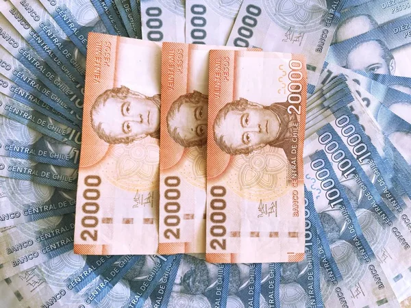 Pesos Chilenos Notas Bancárias Imagem De Stock