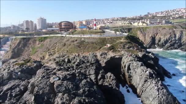 Vista Aérea Praia Cidade Paisagem — Vídeo de Stock