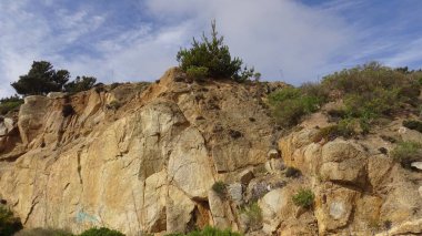 Kayalık plaj ve doğanın peyzajı