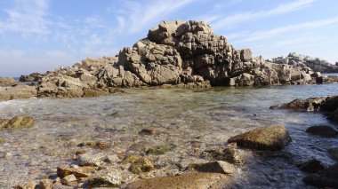 Kayalık plaj ve doğanın peyzajı