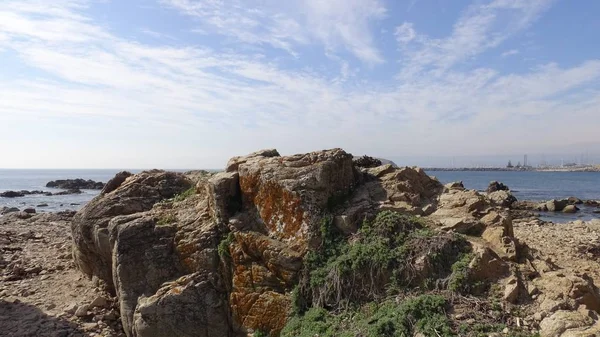 Landskap Stenig Strand Och Natur Stockbild