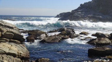 Kayalık plaj ve doğanın peyzajı