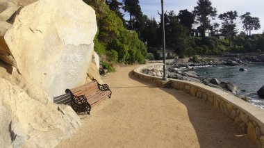 Kayalık plaj ve doğanın peyzajı