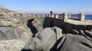 Kayalık plaj ve doğanın peyzajı