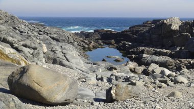 Kayalık plaj ve doğanın peyzajı