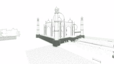 Taj Mahal turist, kroki üzerine beyaz, drone uçuş 4k