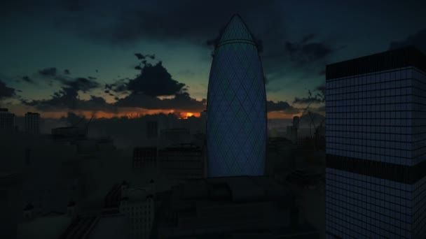 Londra timelapse bella alba sopra The Gherkin, sede di riassicurazione Swiss, panning 4K — Video Stock