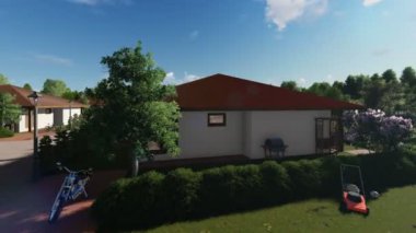 Konut villa insanlarla rahatlatıcı karmaşık, 360 kamera yörünge.