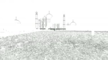 Taj Mahal turist, kroki üzerine beyaz, 4 k kaydırma