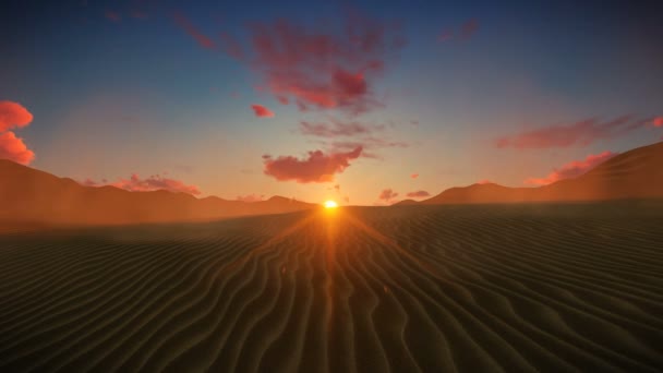 Пустыня Против Красивые Облака Заката Timelapse — стоковое видео
