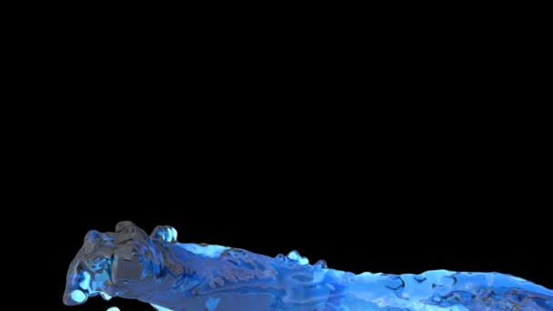 3D animaci proudění vody v pomalém pohybu proti černé — Stock video