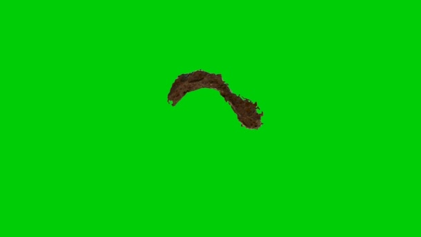 3d 热巧克力飞溅的动画, 绿色屏幕 — 图库视频影像