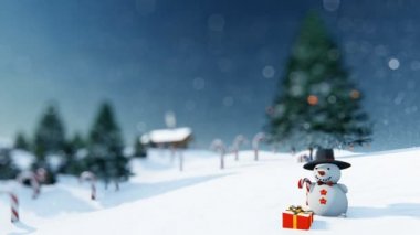 Kardan adam ve şeker Canes ile güzel Noel arka plan
