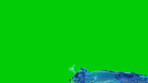 Animação 3D do fluxo de água em câmera lenta, tela verde — Vídeo de Stock