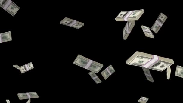 Pila Dólar Estadounidense Volando Cámara Lenta Contra Negro — Vídeos de Stock