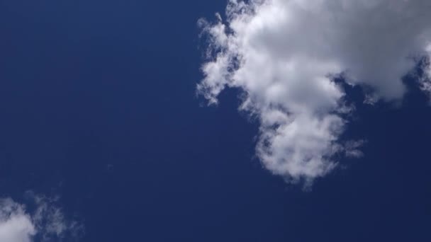 Zeitraffer Flauschige Wolken Klaren Blauen Himmel — Stockvideo