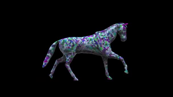 Bunte Keramik Horse Running Seamless Loop Luma Matte — Stockvideo