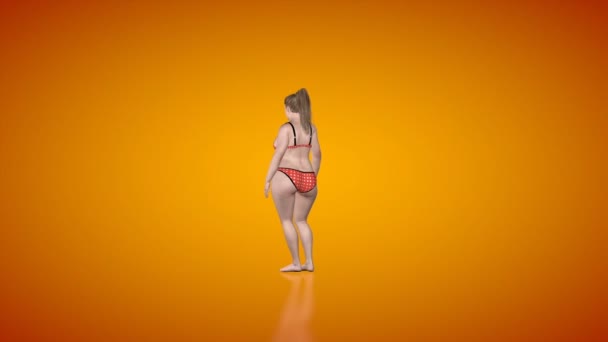 Fat Woman Loosing Weight Camera Rotating Luma Matte Attached — Stock Video