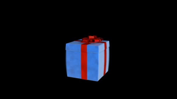 礼品盒抖动以释放虚拟产品 Luma Matte附加 — 图库视频影像