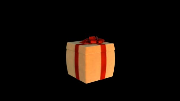 礼品盒打开盖以展示附加的虚拟产品Luma Matte — 图库视频影像