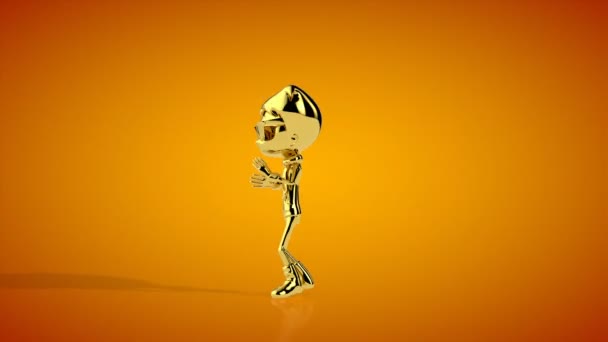 黄金の男の子行うダンスのピロエットシームレスループ オレンジスタジオ ルママット添付 — ストック動画
