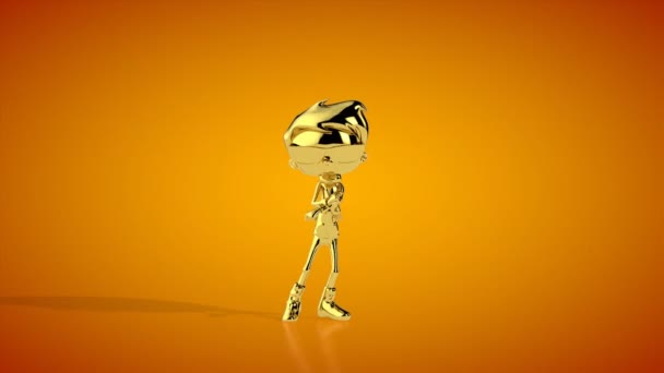 Golden Boy Doing Gangnam Dance Seamless Loop Orange Studio Luma — Stock Video