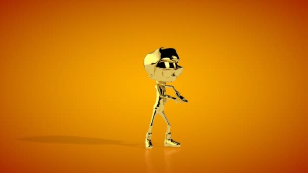 Ragazzo Oro Che Ciclo Danza Robot Senza Soluzione Continuità Studio — Video Stock