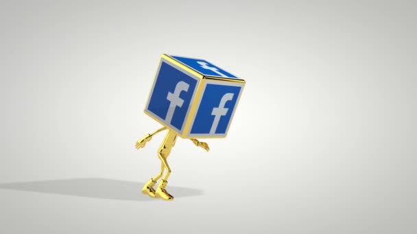 Ragazzo Oro Con Icona Facebook Testa Ballo Anello Senza Soluzione — Video Stock