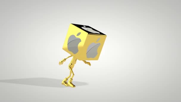 金色男孩与Os苹果图标头跳舞 无缝循环 Luma Matte附加 — 图库视频影像