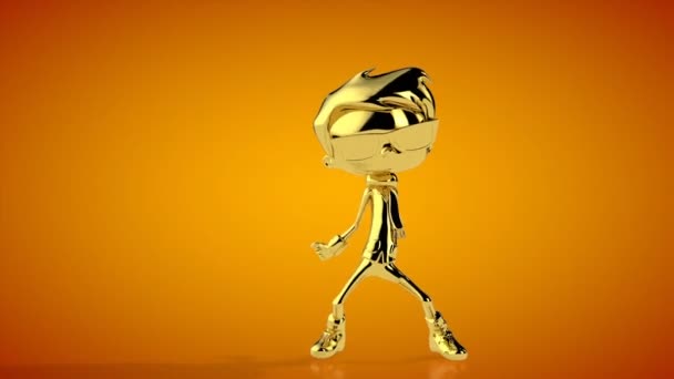 Złoty Chłopiec Robi Taniec Zombie Pomarańczowe Studio Luma Matte Dołączony — Wideo stockowe