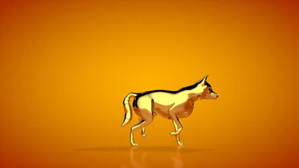 Golden Wolf Walking Seamless Loop Orange Studio Luma Matte Attached — Stock Video