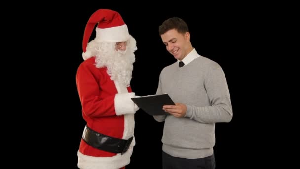 Santa Claus Young Businessman Luma Matte Attached — Stock Video