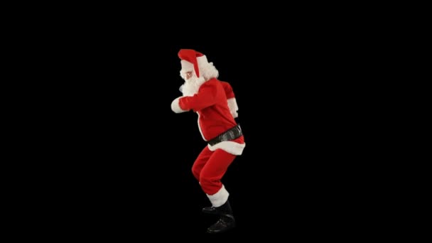 Santa Claus Bailar Aislado Danza Luma Mate Adjunto — Vídeo de stock