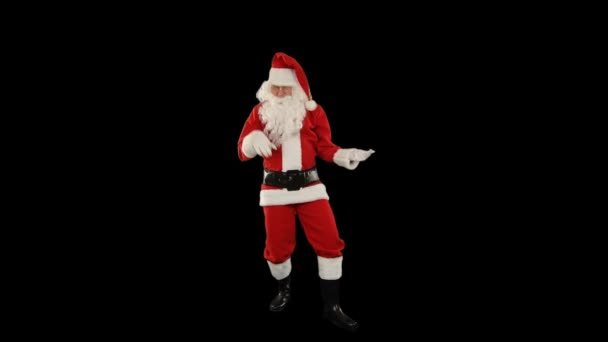 Santa Claus Dancing Isolated Dance Luma Matte Attached — Stock Video