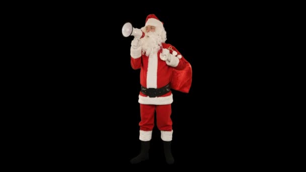 Santa Claus Loudspeaker Making Announcement Luma Matte Attached — Stock Video