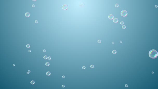 Пузырьки Воды Поднимаются Воздухе Против Синего Градиента Лума Матте — стоковое видео