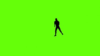 Sahnede dans eden break dansçı silueti yavaş çekimde renkli spot ışıklarına karşı, Yeşil Ekran