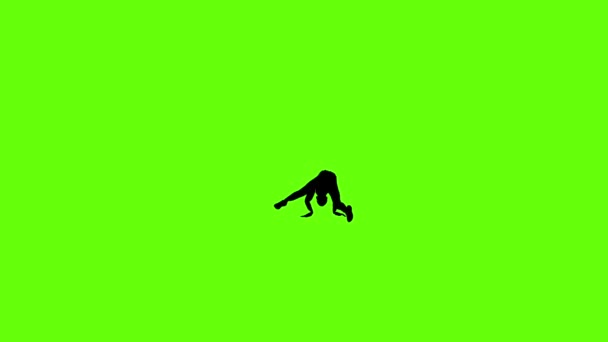 Breakdance Flare Silhuett Dansare Dans Slow Motion Sömlös Loop Grön — Stockvideo