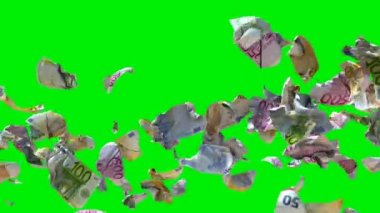 Avro para birimi Yeşil Ekran karşısında yavaş çekimde uçuyor