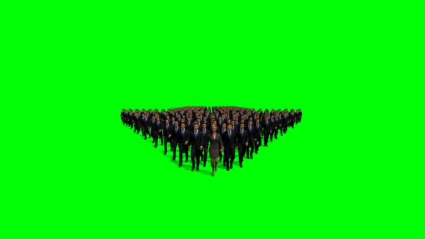 Businessmen Businesswoman Front Forming Arrow Shape Pointing Green Screen — Stock Video