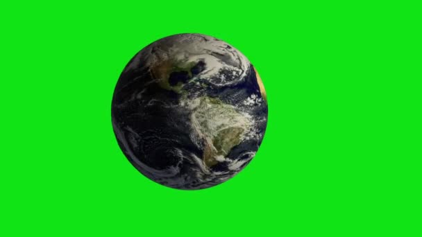 Earth Planet Animated Timelapse Clouds Green Screen Chromakey — Stock Video