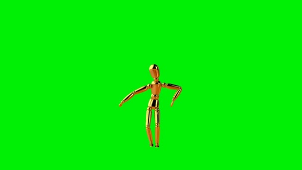 滑稽的金模特跳秋千舞 无缝回圈 绿色荧幕 — 图库视频影像