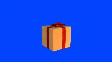 Sanal bir ürünü sunmak için hediye kutusu kapağı açılıyor Mavi Ekran KromakeyiName