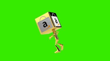 Amazon ikonu olan altın çocuk kafa dansı, kusursuz döngü, Yeşil Ekran Kromakey