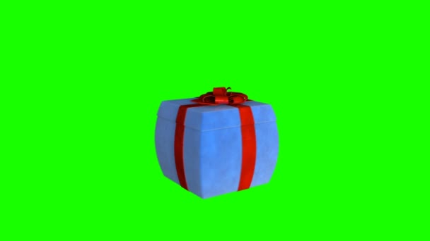 Подарочная Коробка Выпуска Виртуального Продукта Loop Зеленый Экран Chromakey — стоковое видео