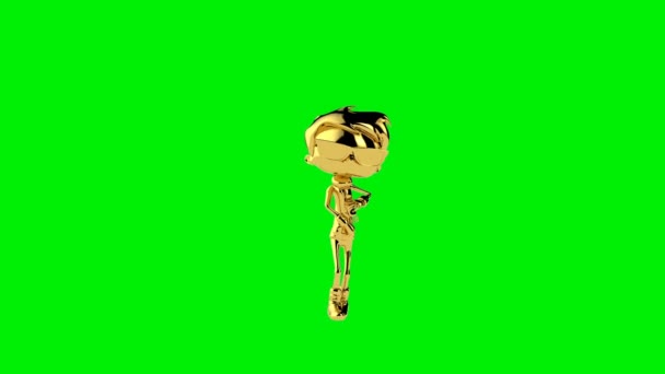 金色男孩莎莎比露特舞无缝回圈 绿色荧幕 — 图库视频影像
