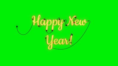 Mutlu yıllar neon ışıkları yanıp sönüyor, kusursuz döngü, Yeşil Ekran Kromakusu