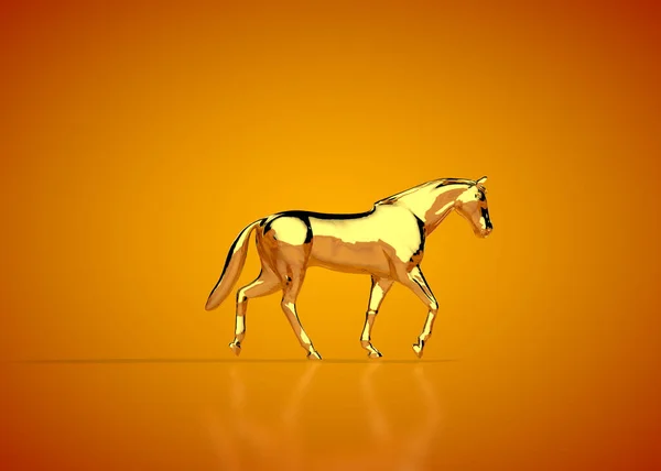 Caballo Oro Galopando Naranja Studi — Foto de Stock